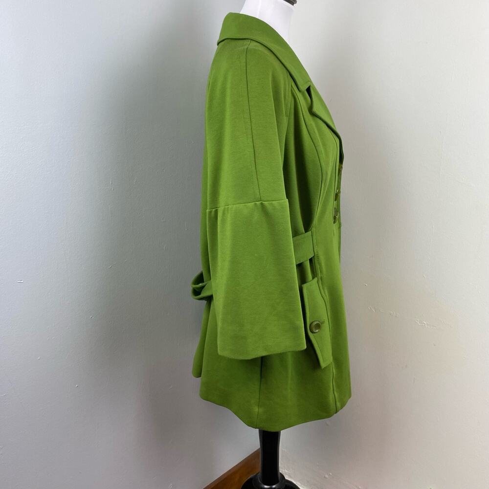 Sandro Green Double Breasted Button Bell Sleeve Coat Jacket Large - Picture 6 of 9
